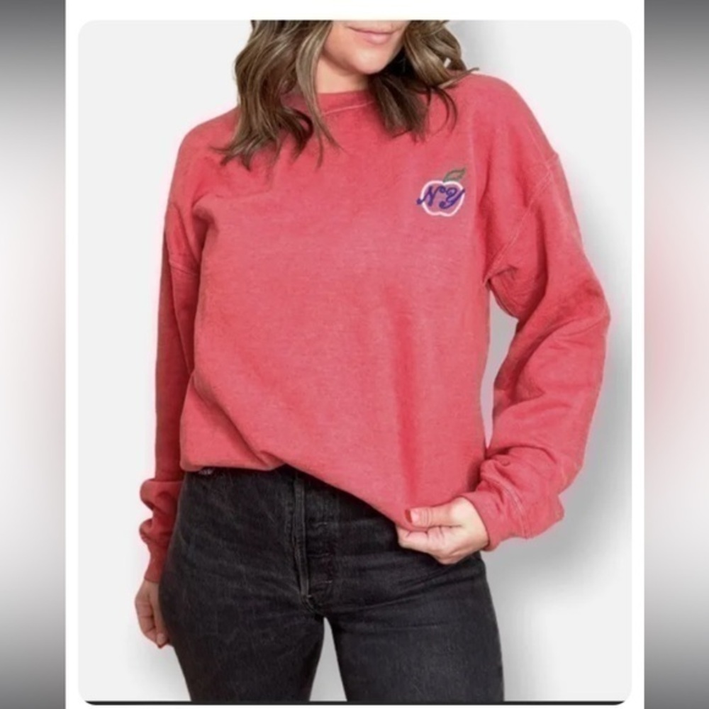 Project Social T NY Apple embroidered Crewneck cotton blend Sweatshirt Nwt